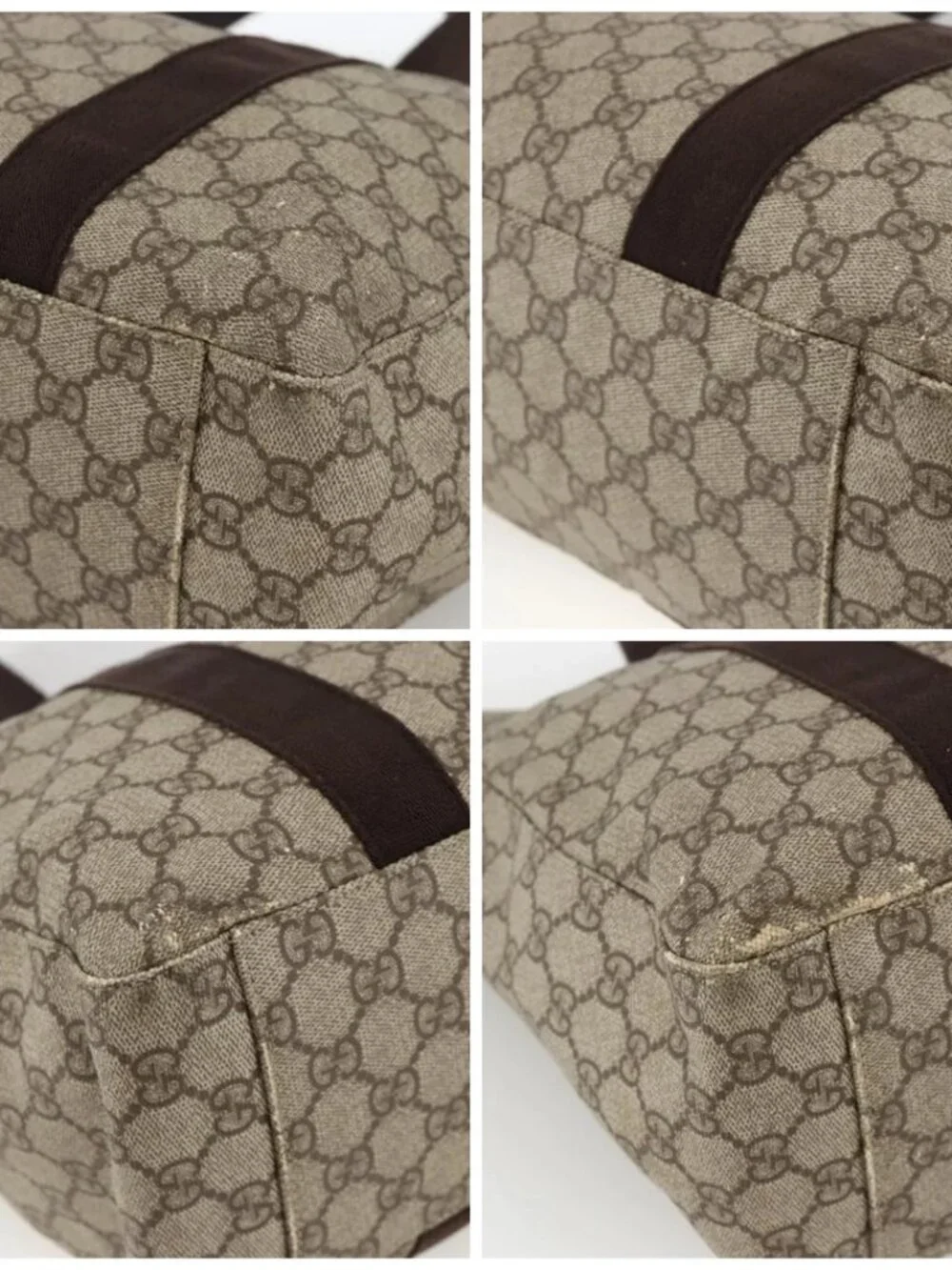 GUCCI GG Supreme Tote Bag PVC Beige 141624 Auth bs34230